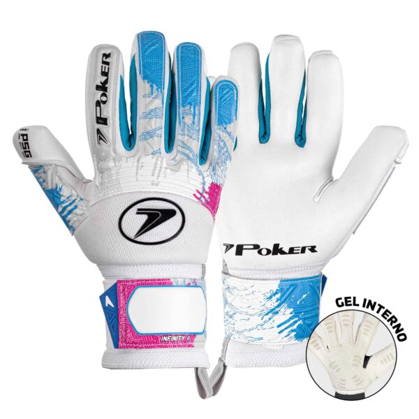 Luva Futebol de Campo Profissional Poker Infinity II Azul e Branca