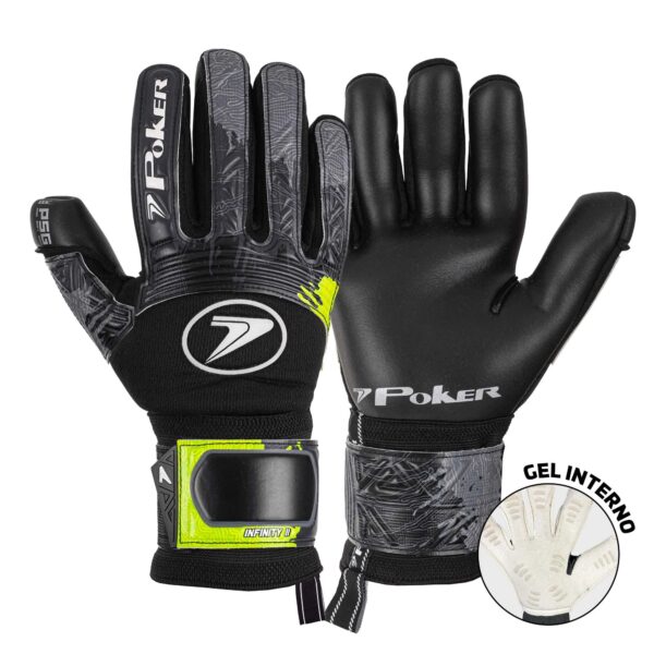 Luva Futebol de Campo Profissional Poker Infinity II Preta e Verde
