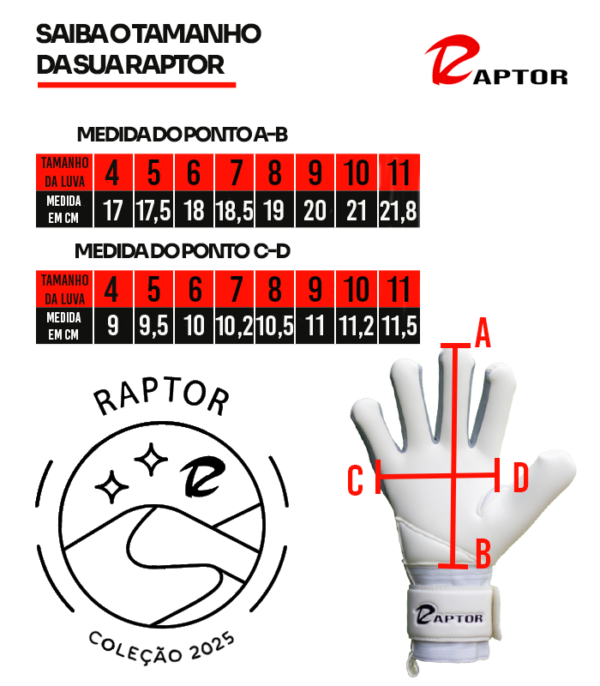 Luva Futebol de Campo Profissional Raptor START PRO 2025 NEGATIVE - Image 4